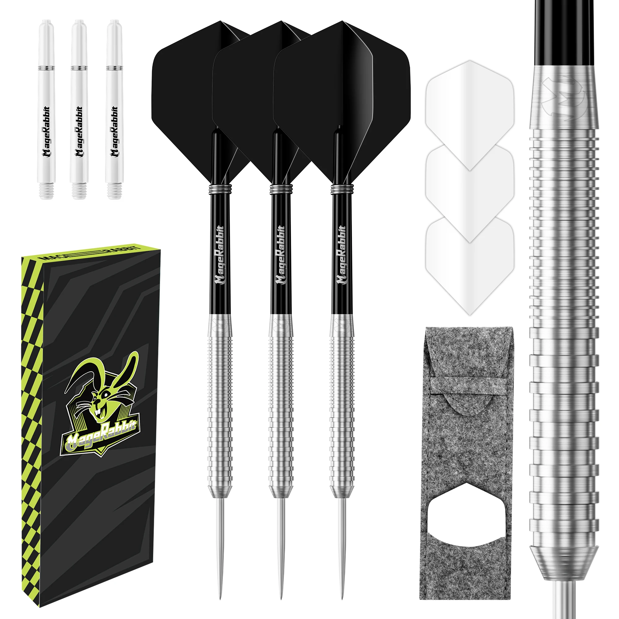 MageRabbit Pegasus Professional Tungsten Steeltip Darts Set Available in  23 Gram with Flights, Stems ( Shafts )  and Case