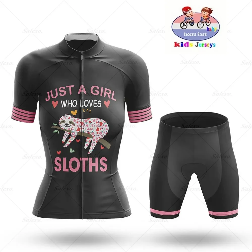 

2026 Baby Breathable Kids Sloth Cycling Jersey Set Cushion Shorts Children Mountian Bike Clothing Boys Girls Summer Bicycle Kit