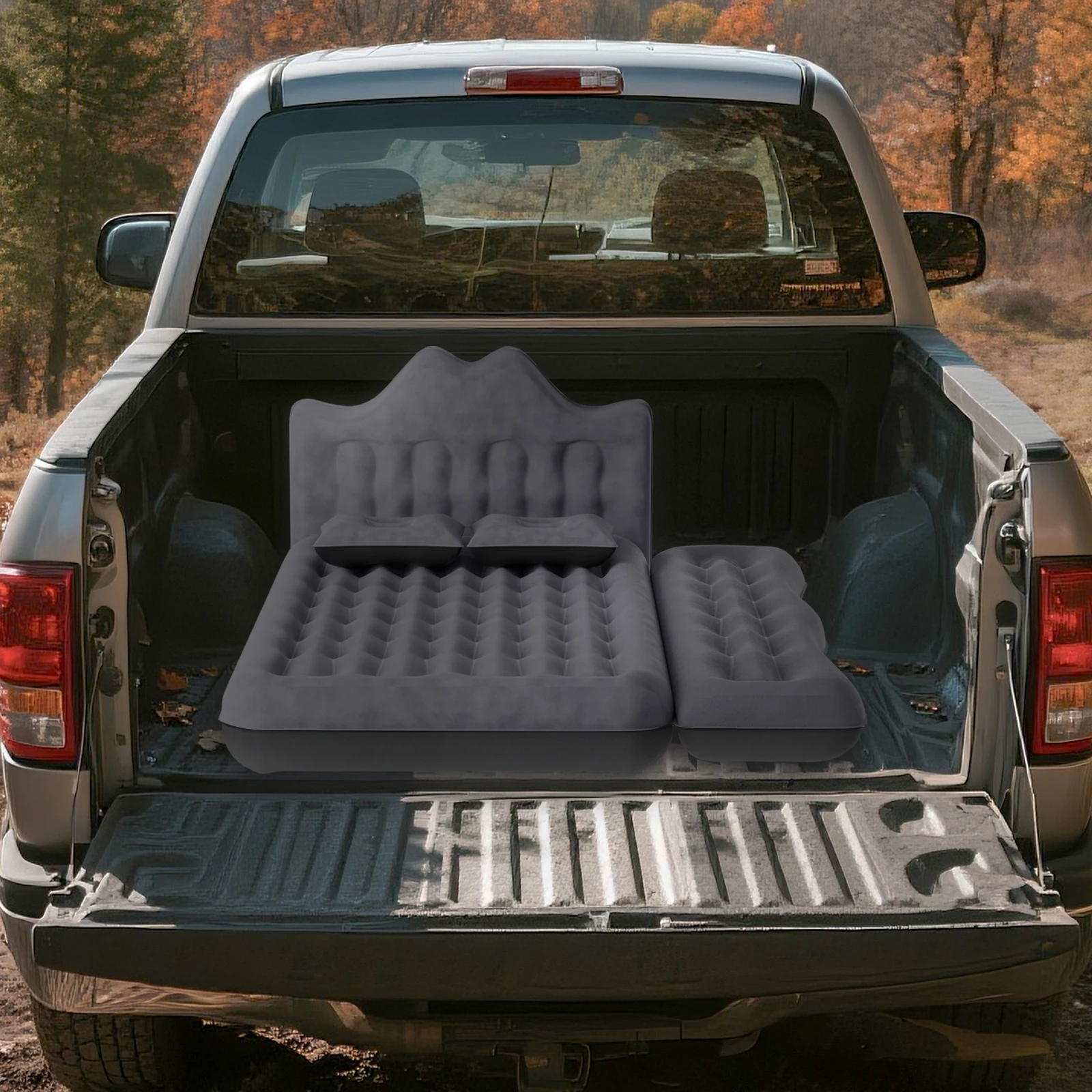 

Надувной автомобильный матрас для заднего сиденья с насосом, надувная кровать с флокированным покрытием для кемпинга в багажнике автомобиля