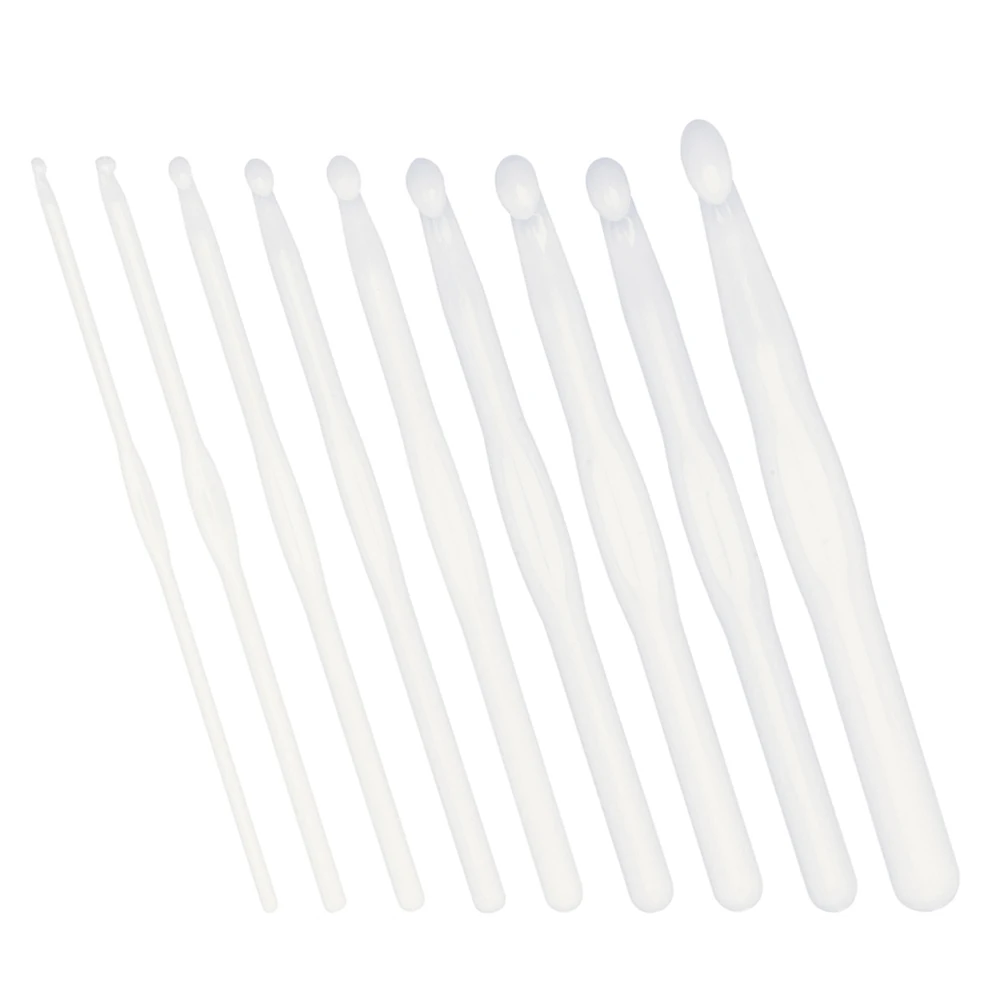 9pcs Set Jarum Rajut Plastik Putih Halus untuk Benang Renda Alat Kit Pemula Set Jarum Rajut