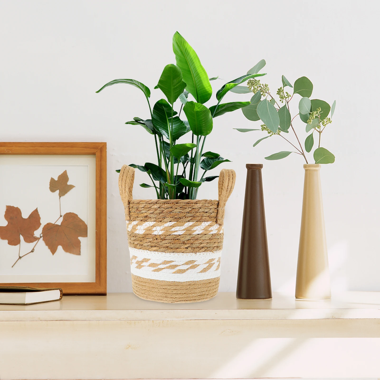 

Seagrass Basket Large Flower Pot Container Indoor Decorative Baskets Woven Plant Seagrass Basket nament