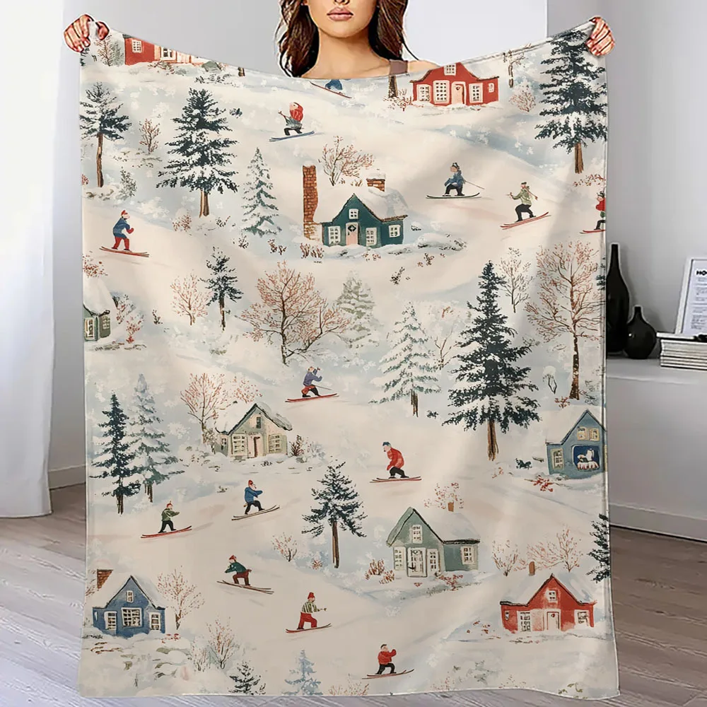 Flanelldecke für Winterkabinen-Ski – Digitaldruck aus 100 % Polyester |   Hypoallergen |   Ganzjahresbett/Reise-/Campingüberwurf
