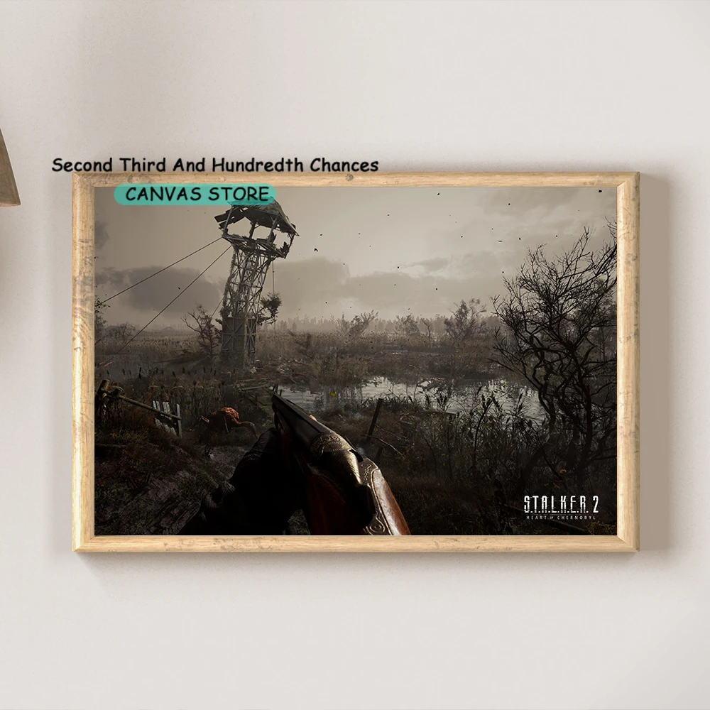 S.T.A.L.K.E.R. 2 قلب كورنوبيل الألعاب المشارك قماش اللوحة المطارد لعبة فيديو جدار ديكور الإنترنت بار غرفة الألعاب ديكور #3