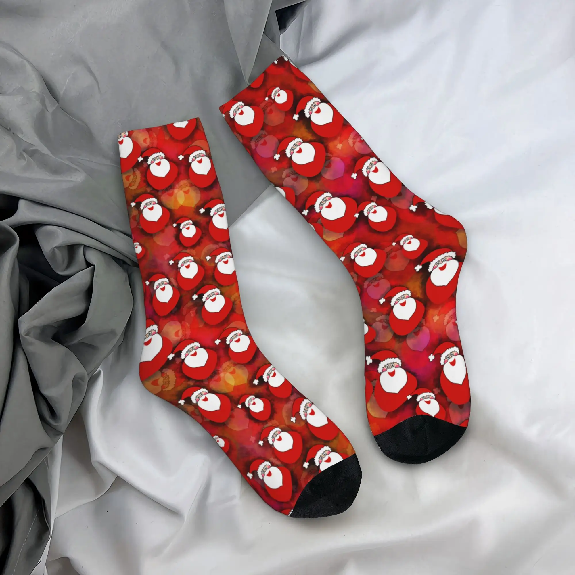 Custom Santa Clause Christmas Holiday Gifts Dress Socks Mens Womens Warm Fashion Novelty  Crew Socks