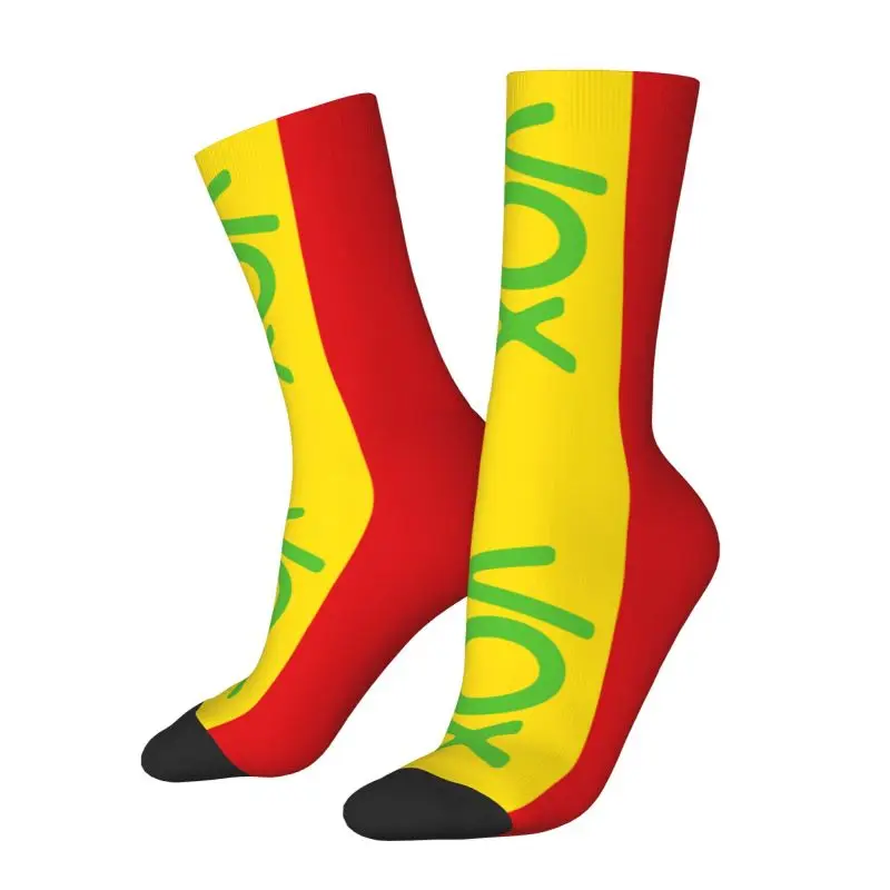 Spain Flag Vox Mens Crew Socks Unisex Fun 3D Print Spanish Political Party Dress Socks