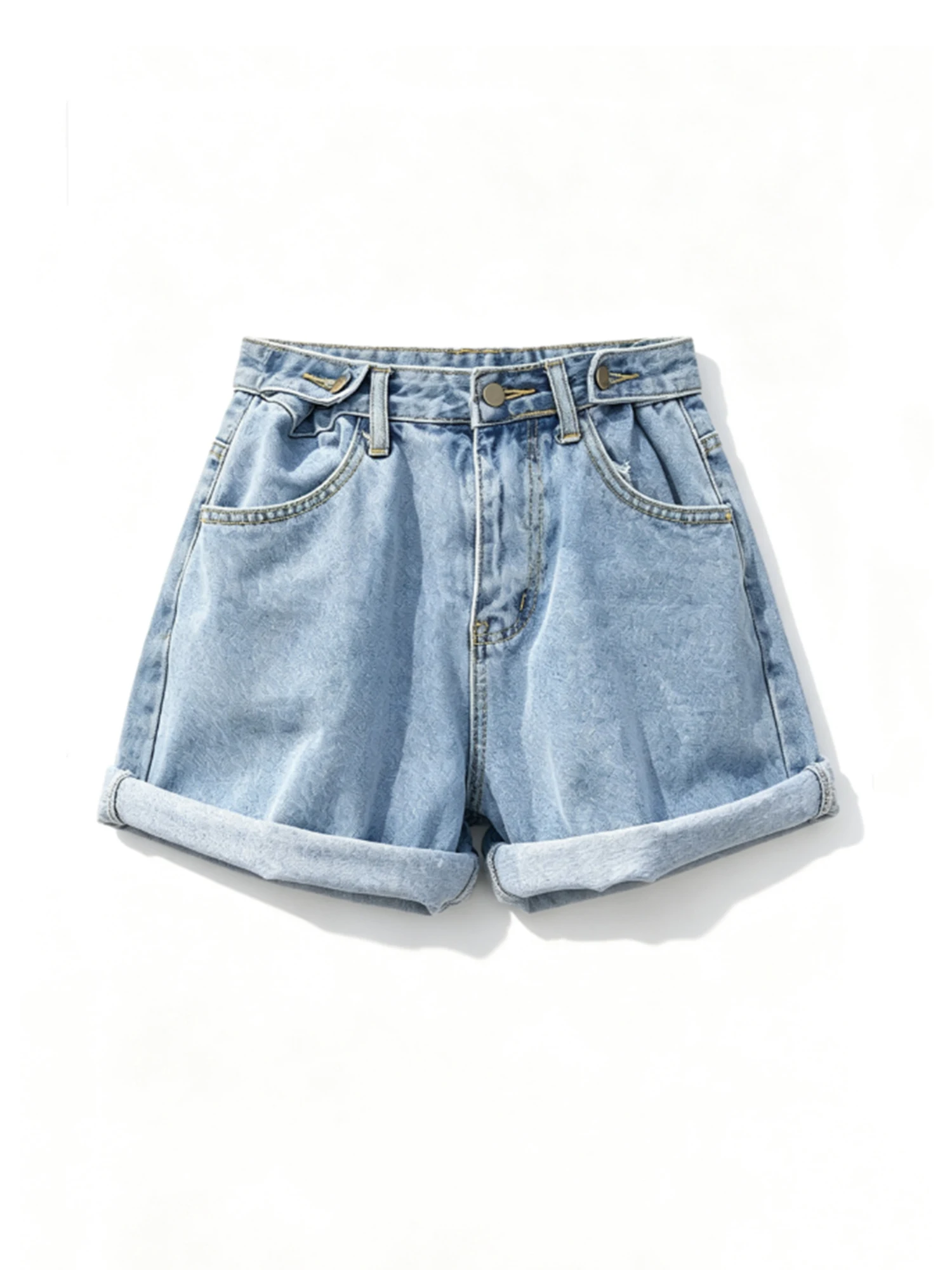 Women's Light Blue Denim Shorts Y2K Gyaru Cowboy Shorts Korean Style Loose High Waist Wide Leg A-line Hot Pants for Women Summer