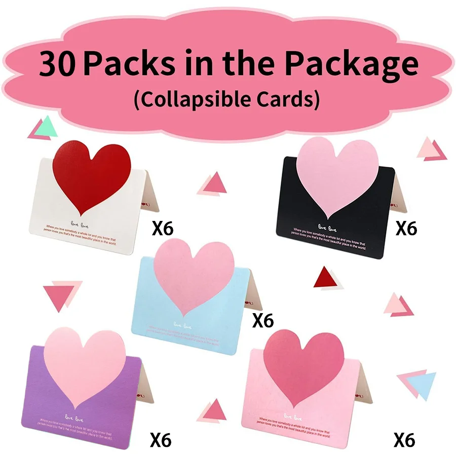 10-40PCS Gemengde Kleur LIEFDE Hartvorm Wenskaart Valentijnsdag Cadeau Trouwkaarten Kaart Romantische Bericht kaart