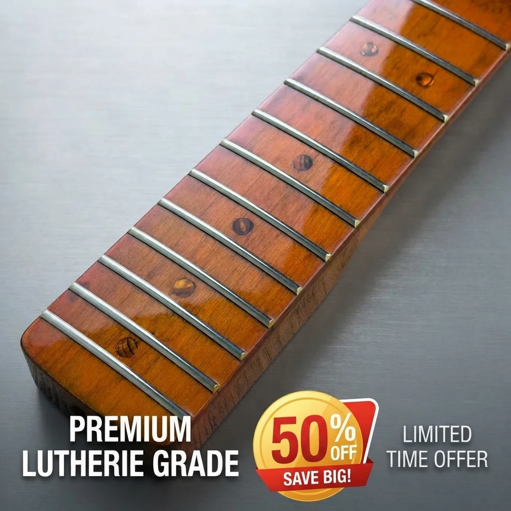 21 Frets Stained Maple Fingerboard ST Guitar Neck, Smooth Finished Maple Neck Blank, Pre-installed Metal Frets for ST Electric G