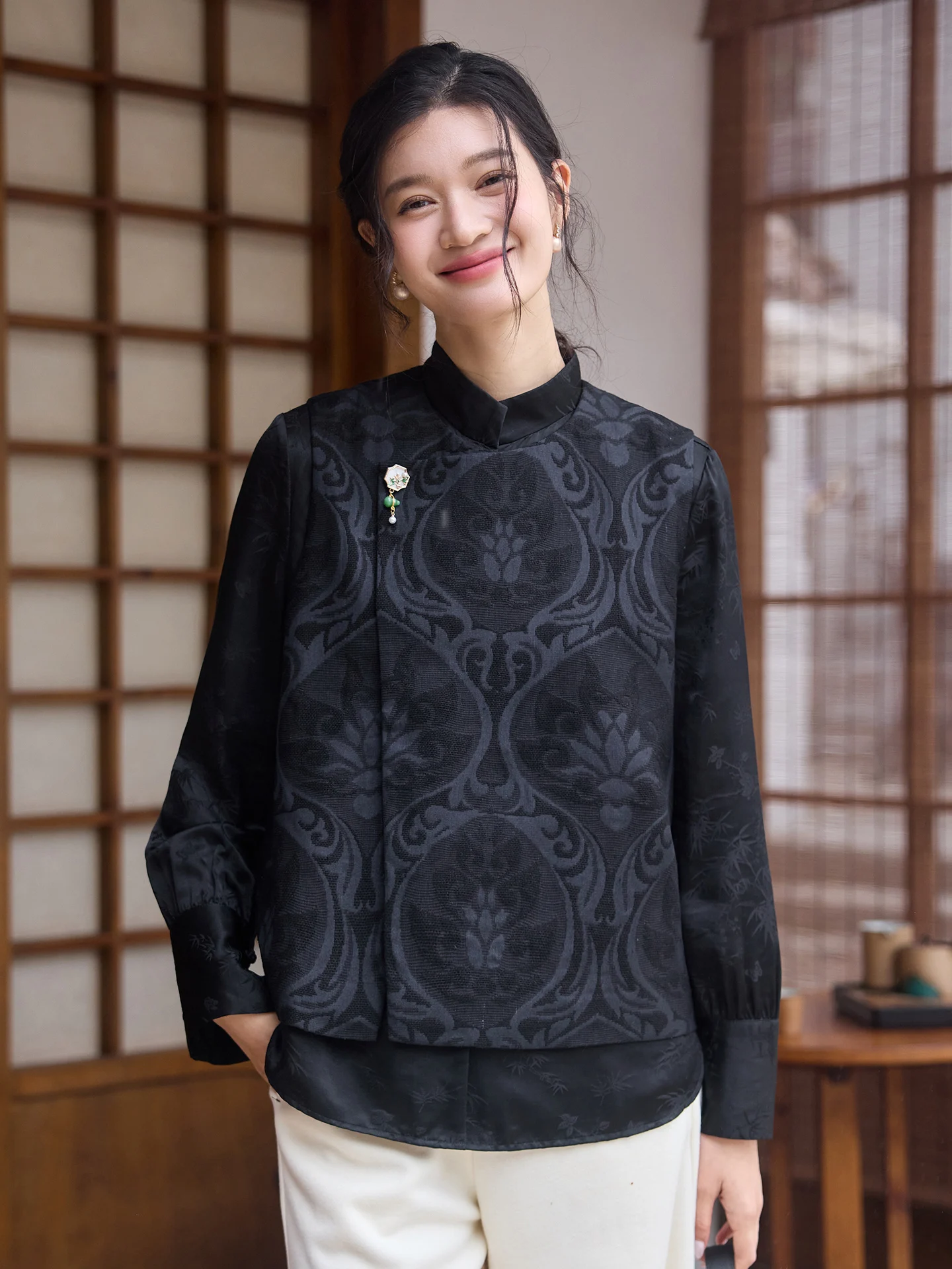 

Feitang китайский Sle ретро улучшенный шелковый вышитый свободный круглый одинарный жилет Ne женский топ универсальный модный