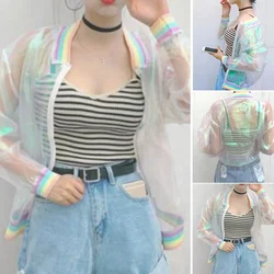 Spicy Girls Iridescent Laser Transparent Rainbow Coat Jacket Holographic Eco-Friendly Packing