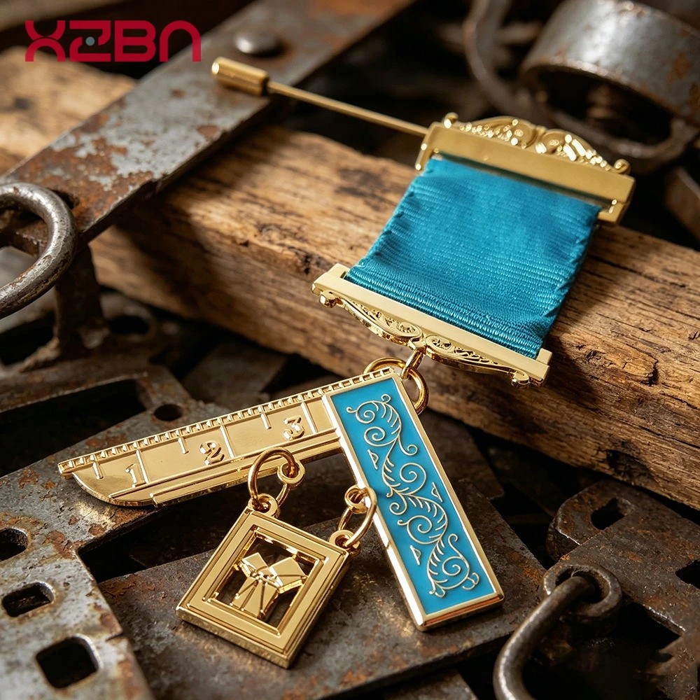 Masonic Breast Medal With Ribbon Knights Templar Cross Royal Arch Past Master Square Compass Freemason Regalia Ceremony Gift