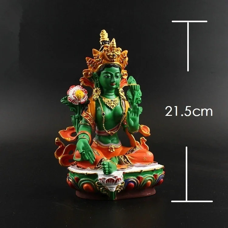 Immagine 7: Moda dio cinese Buddha Tara verde Buddha resina dipinta ornamento di Buddha dimensioni: 21,5 * 13 cm
