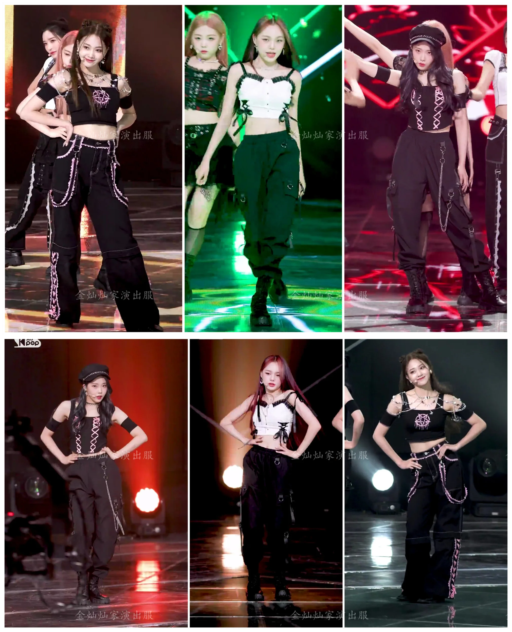 

Kpop Korea Girl Group Jazz Dance Black Wide Leg High Waist Straight Cargo Pants+Slim Strapless Sling Vest Tops Women 2 Piece Set