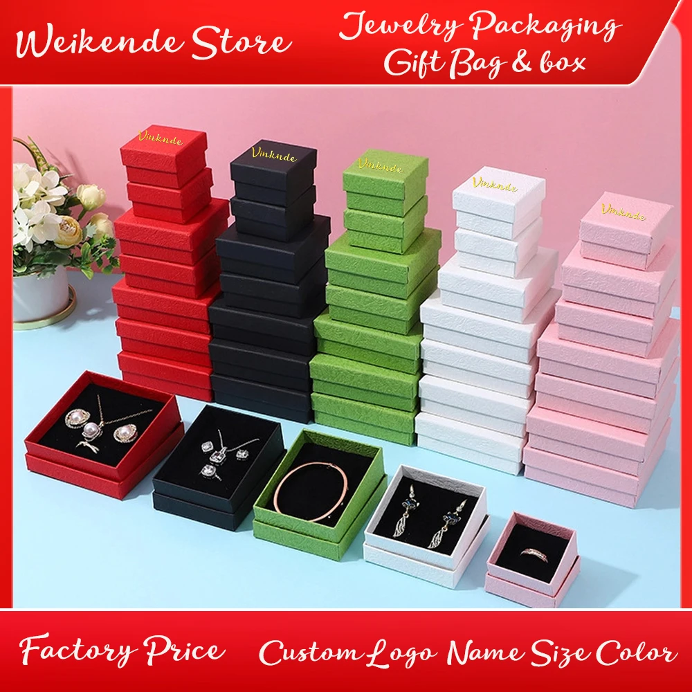 

24Pcs Paper Gift Boxes 9*9*3cm for Jewelry Packaging Ring Earrings Necklace Display Christmas Wedding Gift Case Custom Logo Bulk