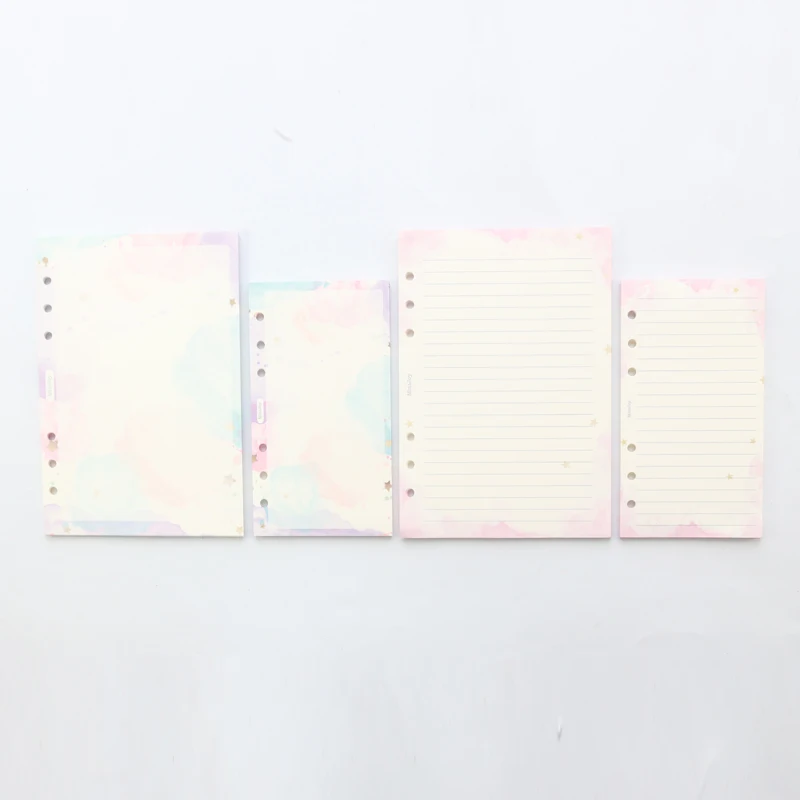 Domikee cute creative gold foil stars pattern 6 rings refillable notebooks inner paper sheets stationery supplies A5A6 40sheets