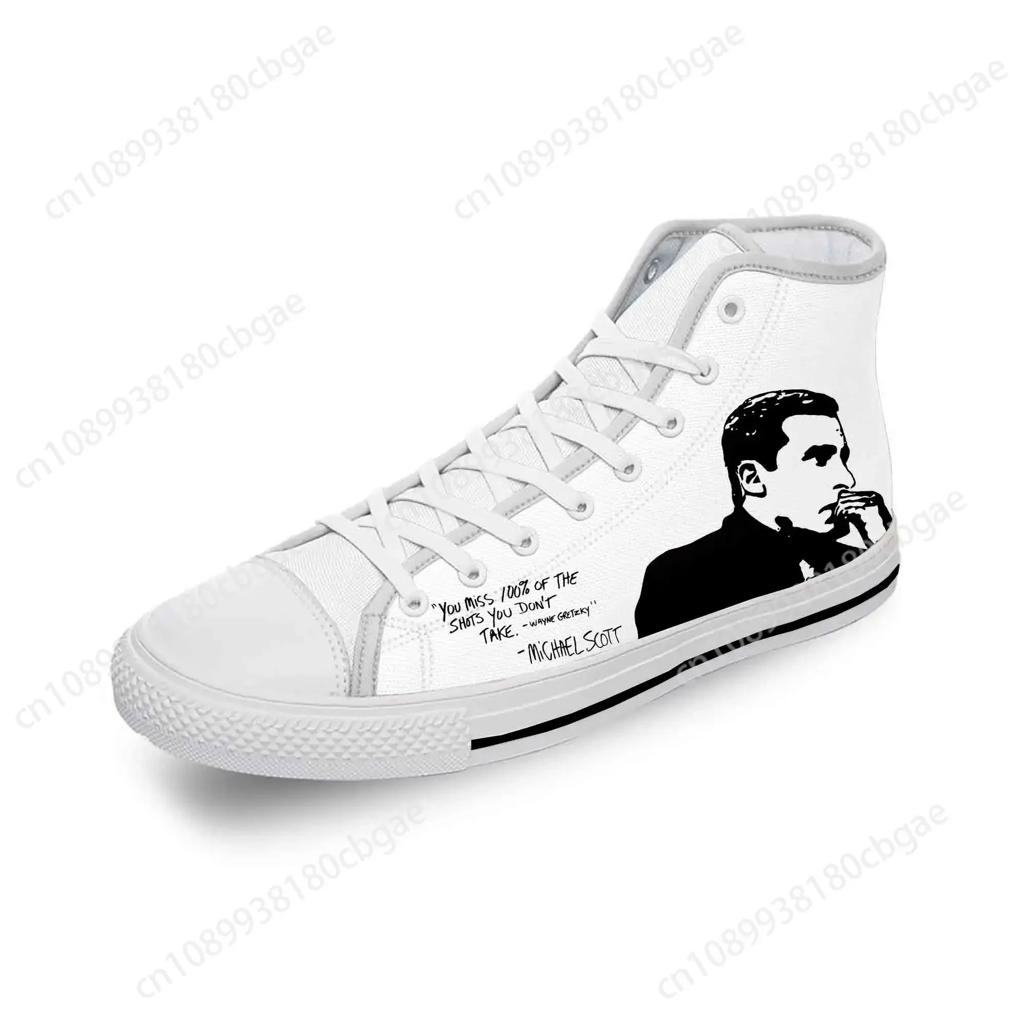 

Michael Scott The Office TV Show White Cloth Fashion 3D Print High Top Canvas Shoes Men Women Lightweight Breathable Sneakers