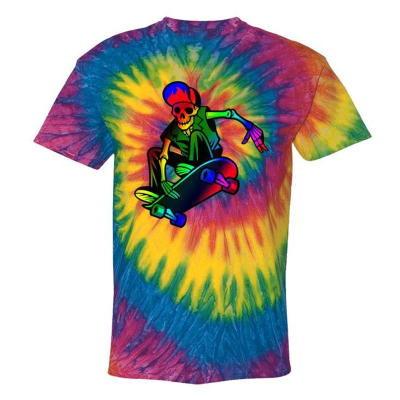 Unisex Retro Tie Dye Skater T Shirt For Men Women 70S 80S Hippies Senior Tie-Dye Tee Tshirt 3d Print T-shirts Vintage Clothing