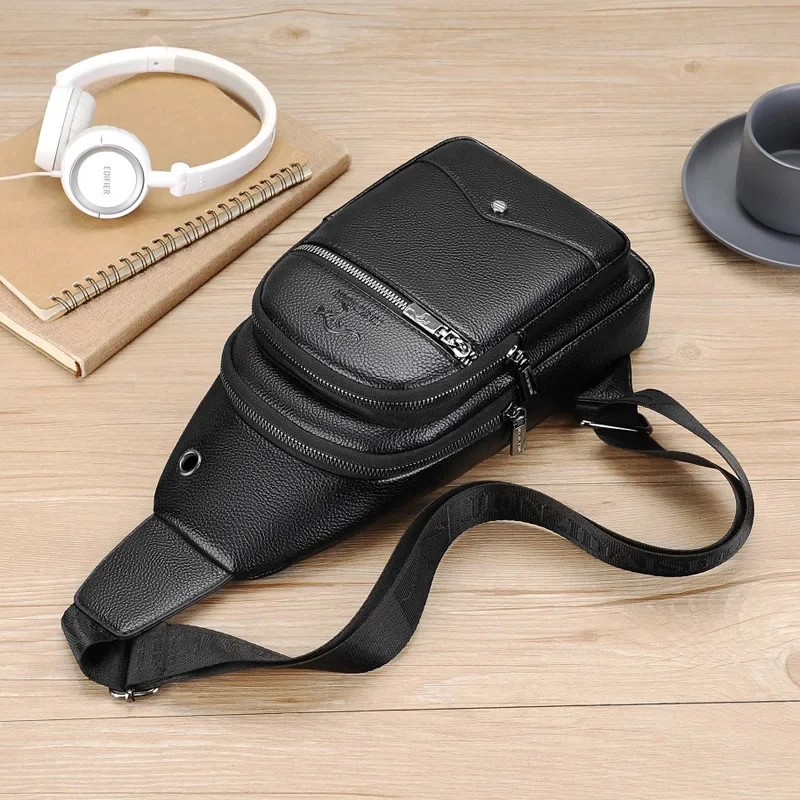 New Kangaroo Luxury Brand Chest Pack Men Crossbody Bag Black Brown Leather Chest Bag Casual Travel Sling Bag Messenger Bag Male