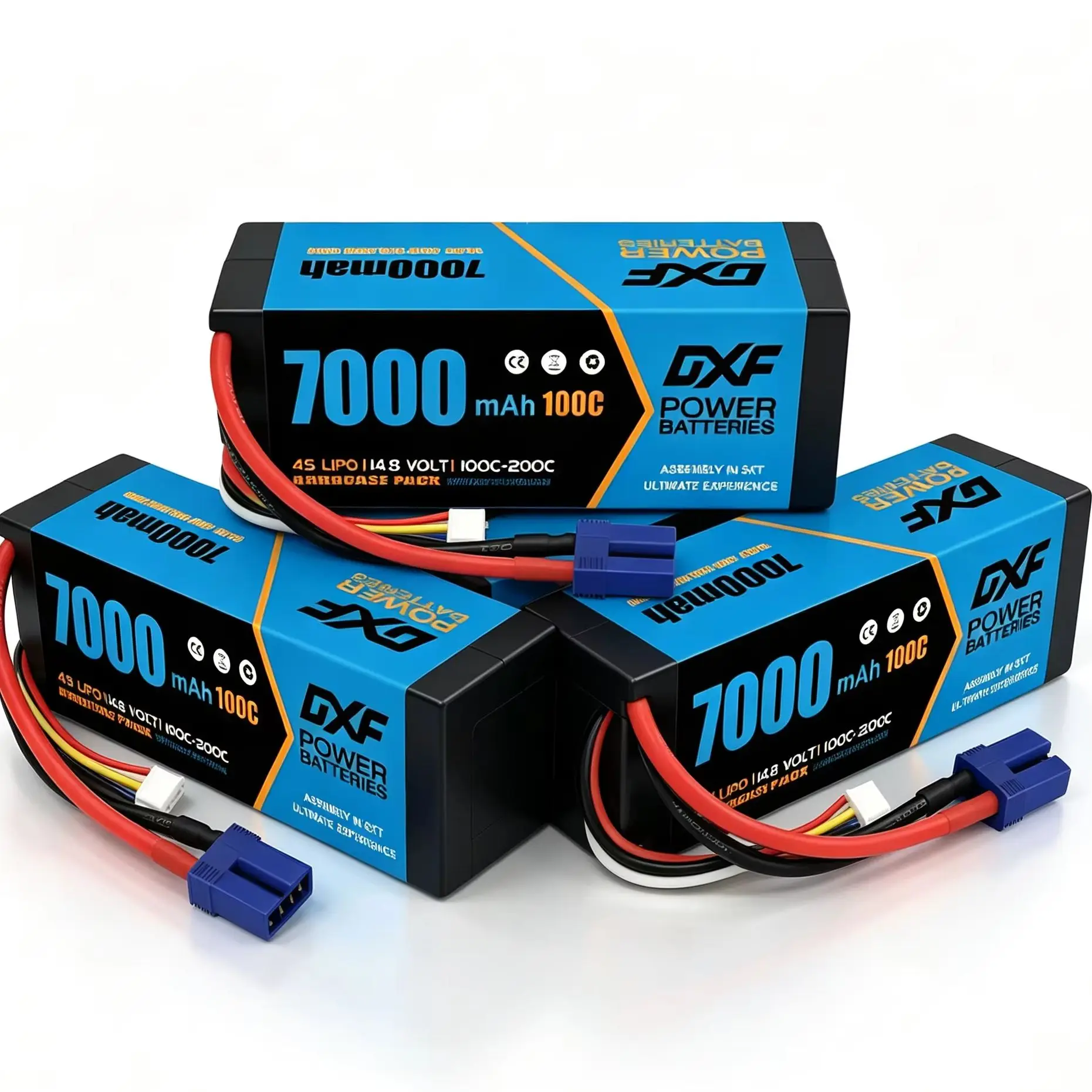 14,8V 4S Lipo-Akku 7000mAh 100C Lipo-Akku mit EC5 XT90 Stecker, Hardcase-Akku für RC-Auto, Boot, LKW, Flugzeug, UAV, RACING