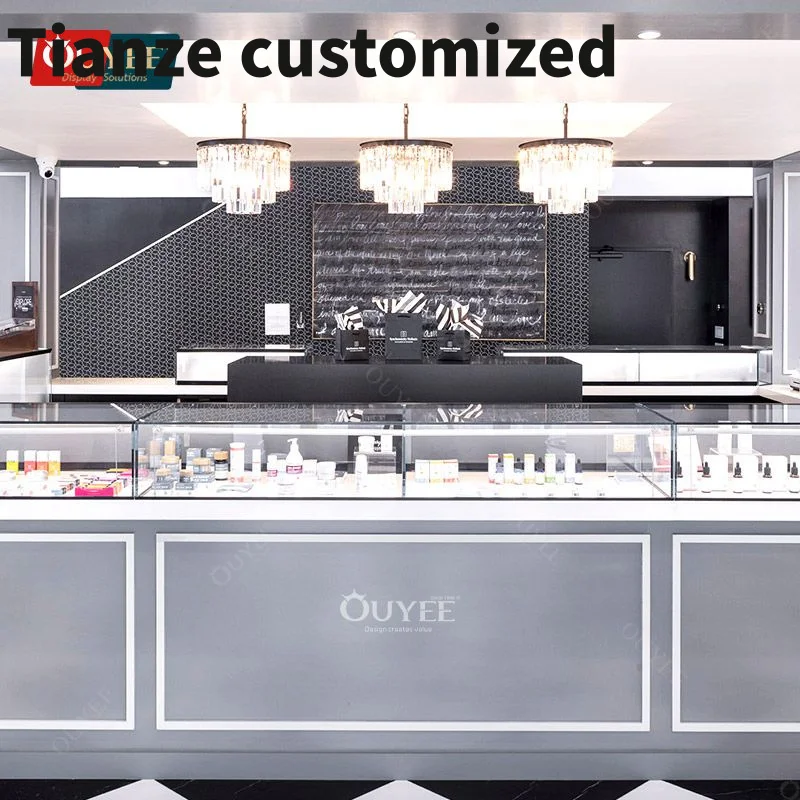 Customized-high quality LED display glass shop showcase design retail display smoke shop furniture