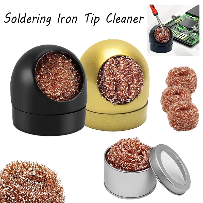 Metal Wire With Stand Set Welding Desoldering Soldering Solder Iron Tip Dross Cleaner Cleaning Steel Ball Mesh Filter Tin Remove