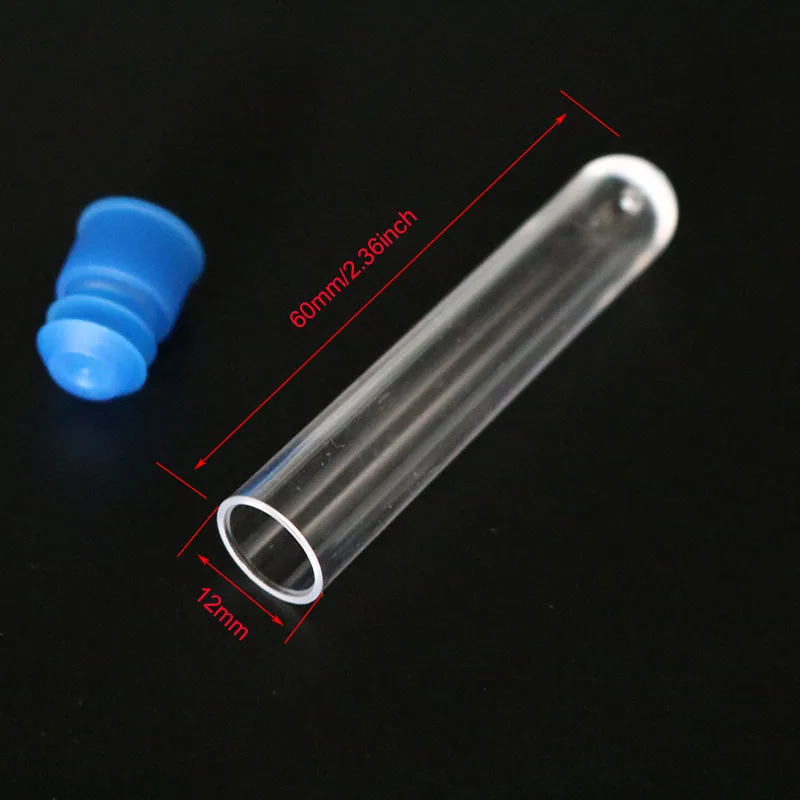 1 Pack/10 Pieces 12x60mm Science Laboratory Supplies Disposable Transparent Plastic Test Tube