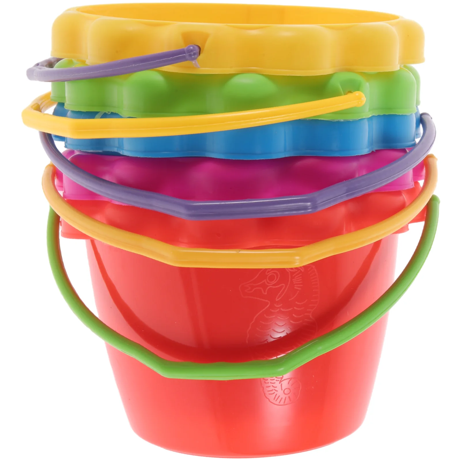 

5 Pcs Kids Sand Buckets Beach Bucket Toys Safe Premium Plastic Smooth Edges Outdoor Camping Baby Play Water Table Toy