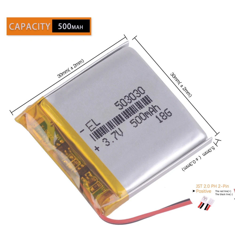 3.7V 503030 500mAh akumulator litowo-jonowy polimerowy do Mp3 głośnik pasek na smartwatcha Dvr GPS 053030 503131 453030