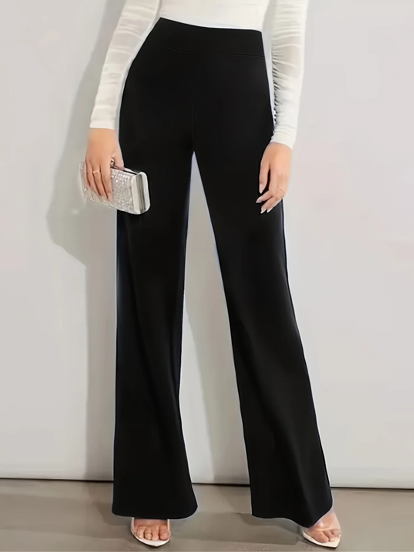 2024 Spring and Autumn fashion new women\'s plus size business formal wear with solid color straight pants nine-minute pants