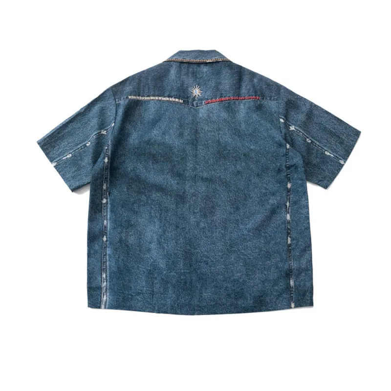 HKSH Spring Summer New Men Tide Punk Japanese Retro Original Print Pattern Lyocell Short-sleeve Shirt Young Women Shirts HK25952