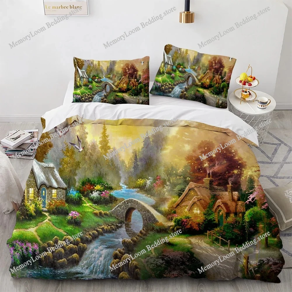 Oil Painting Chic Bedding Set Duvet Cover 3D Fashion Bedding Design King Queen Duvet Cover Double Bed Soft Cozy Set Home Textile