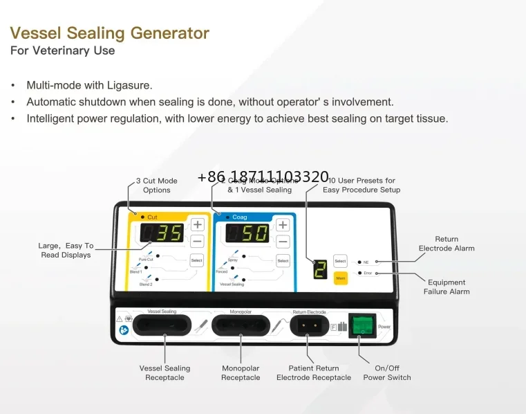 Vessel Sealing Generator For Veterinary affordable and portable easy-to-use for open and laparoscopic surgical procedures