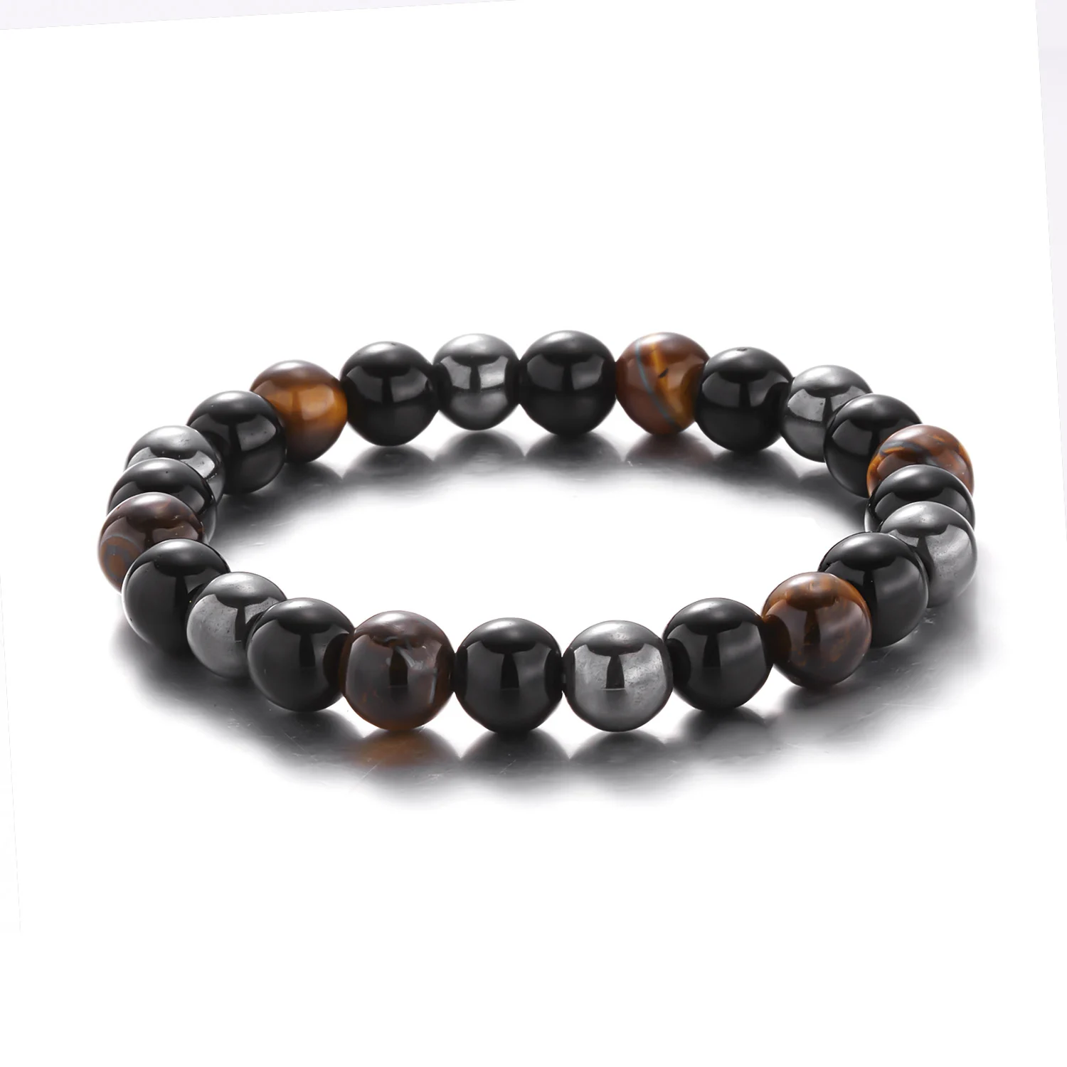 Men's Tiger Eye Beads Bracelet Natural Stone Obsidian Hematite Bracelet Handmade Yogo Bangles Health Care Jewelry Pulsera Homme