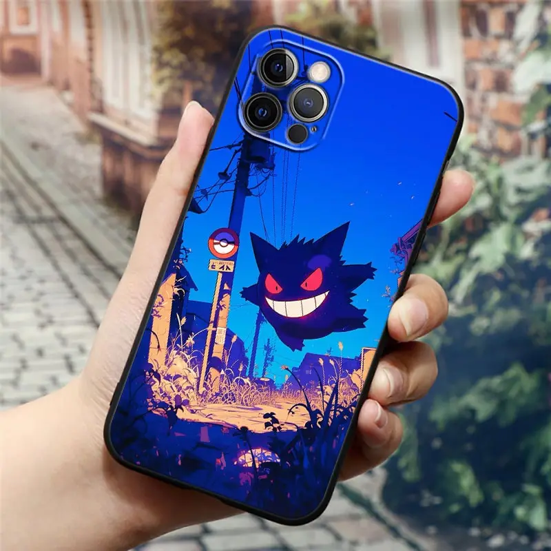 Gengar Ghost Pocket Monster Anime حافظة لهاتف أبل آيفون 16 15 14 13 12 11 Pro Max XR XS Max 7 8 Plus حافظة من السيليكون