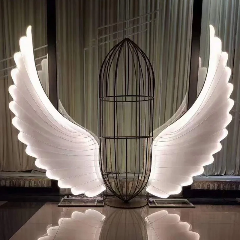 Metal LED Giant Lighting Floor Aisle Angel Wings Road Guide Light Aisle Wedding Party Event Background Decoration