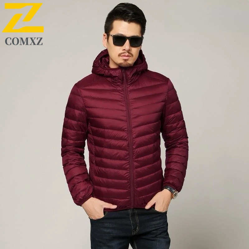 

COMXZ Мужская зимняя куртка сплошной цвет с капюшоном для уличных путешествий легкая стеганая куртка премиум-класса для пешего туризма удобная зимняя куртка для хлеба