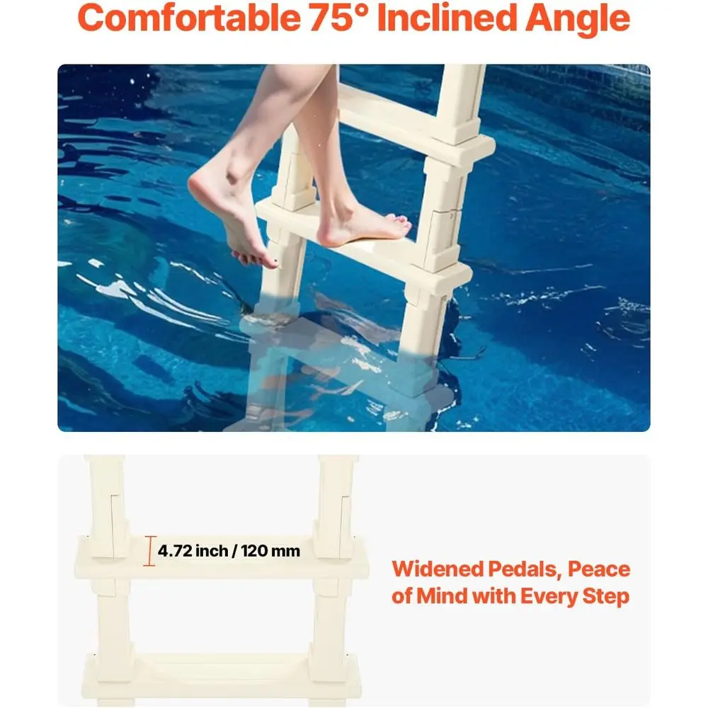 Durable 5-Step Pool Ladder with Double Rails, Non-Slip Steps, 300 lb Capacity, for 48-54 in Ground Pools