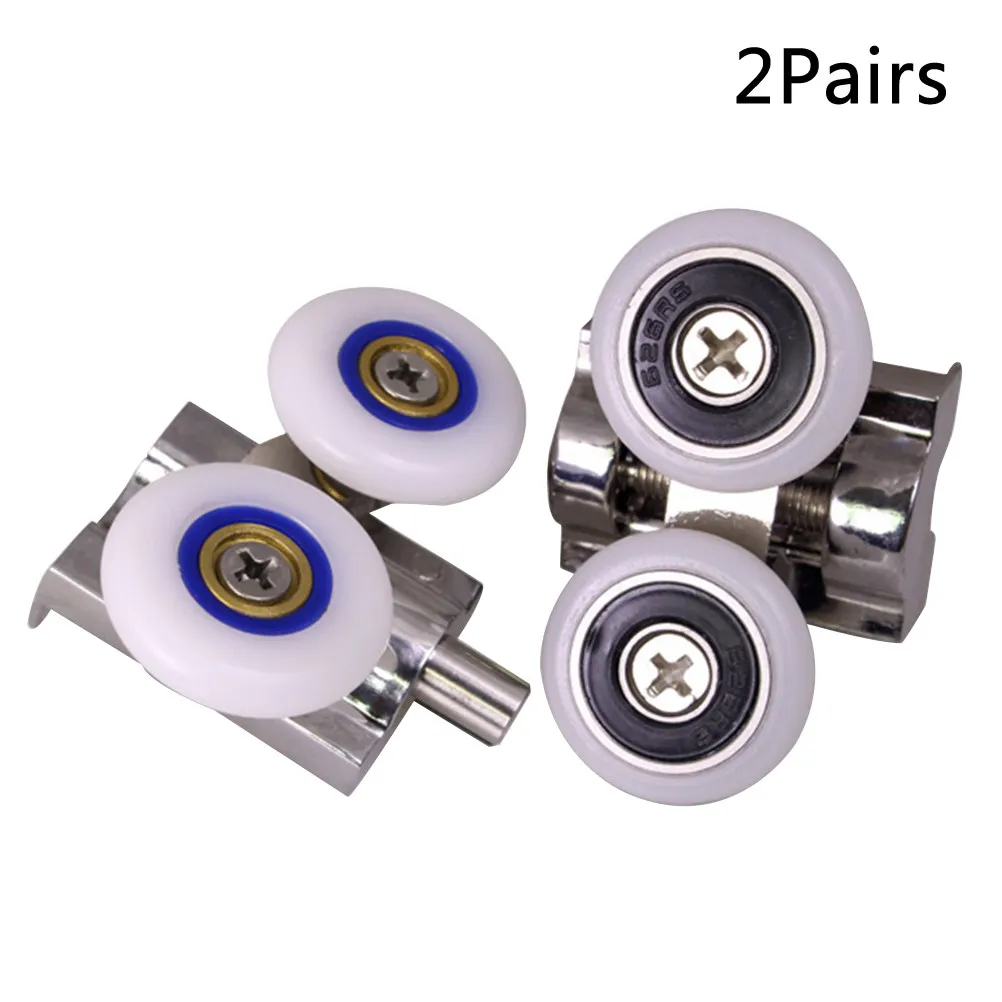4Pcs Shower Door Rollers Set Stainless Steel Bearing Balls Zinc Alloy Rustproof Smooth Slide Bathroom Door Replacement Wheel