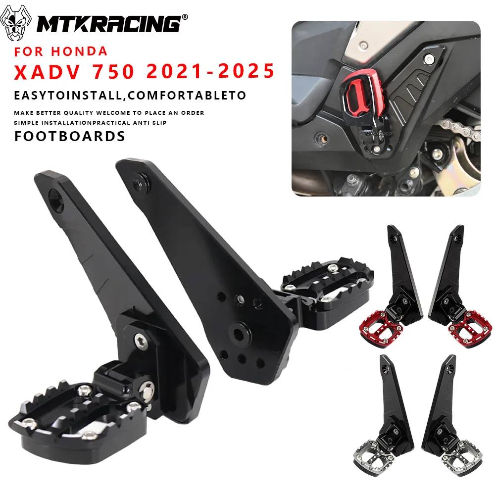 

MTKRACING for HONDA XADV 750 2017-2025 Motorcycle Accessories Folding Rear Foot Pegs Passenger Foot Rest Pedal Footrest Footpegs