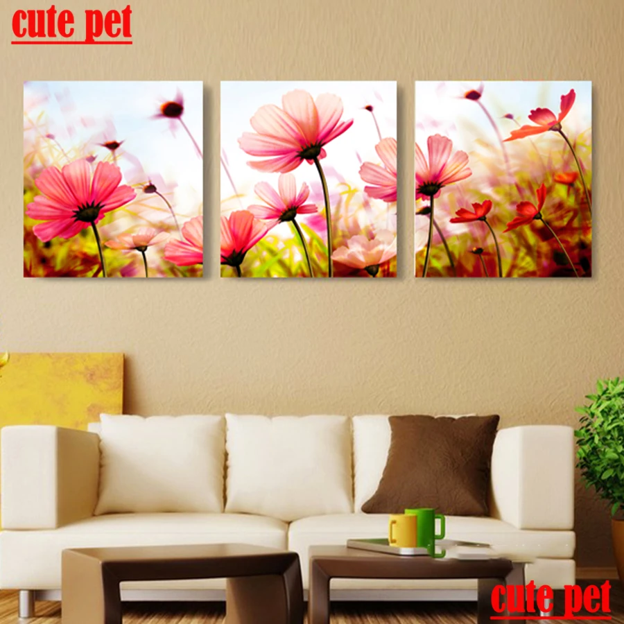 5D Cosmos Diamond Painting DIY chrysanthemum Wall Sticker Full Square Drill Cross Stitch Home Decor puzzle Embroidery Gift 3PCS