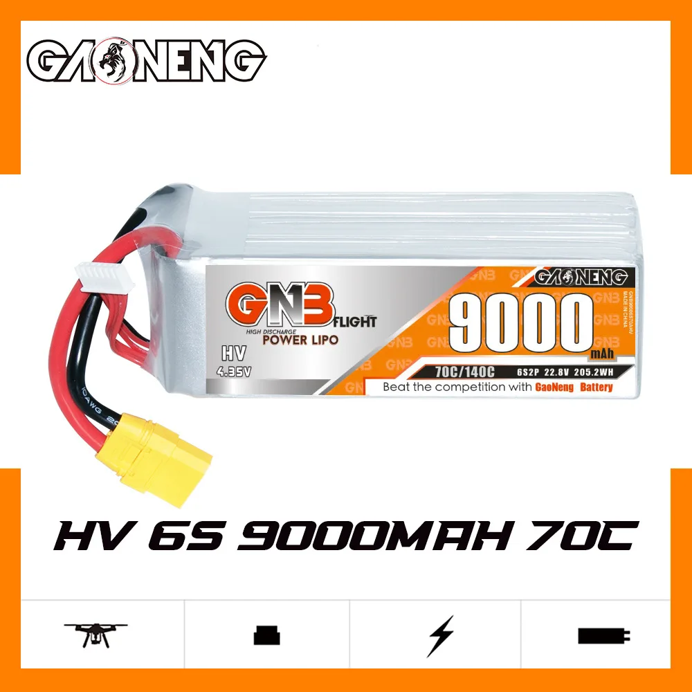 بطارية ليبو GNB 6S 22.8V 6000/7000/7500/8000/9000/12500/13500/14500mAh 70C مع قابس XT90 XT90S لأجزاء طائرة FPV UAV #5