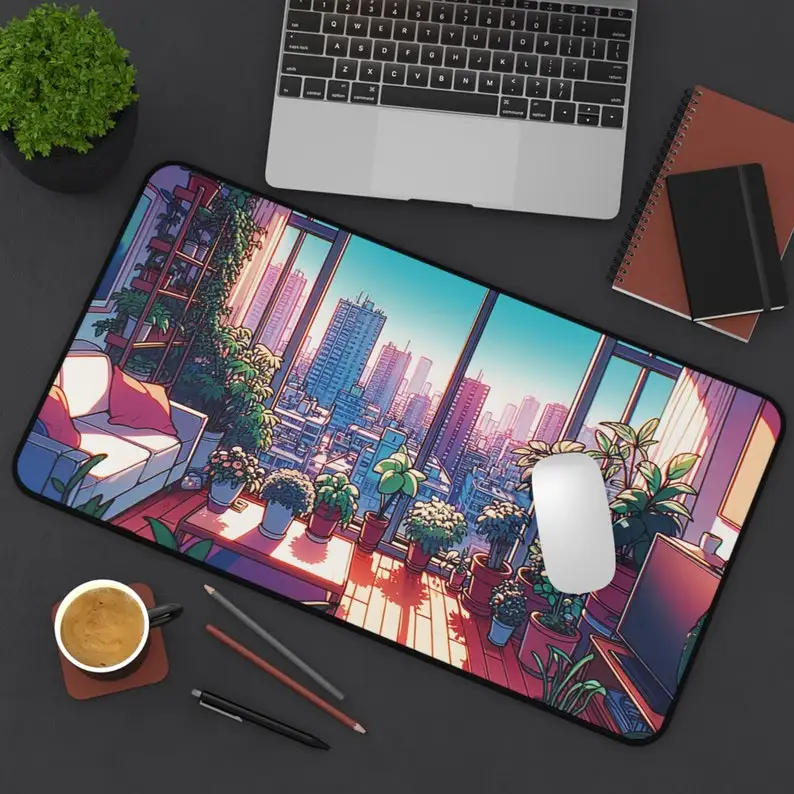 

Comfortable Apartment Deskmats,Big City Mouse Pad,Anime Game Mousepad,Gift for Her Gaming Accessories Desk Accessories Deskmat