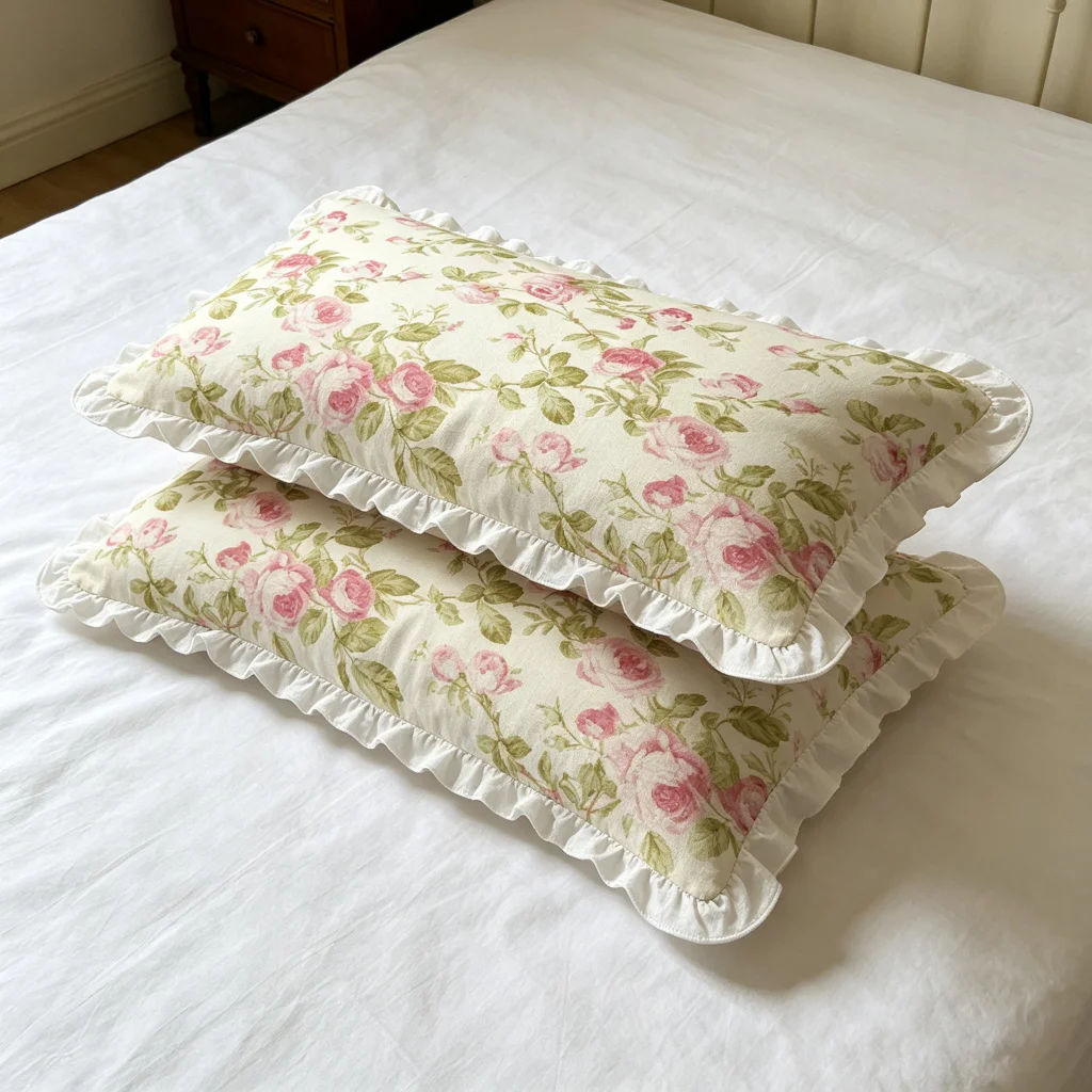 White Blue Floral Print Long Lumbar Pillow Cover, Sweet Romantic, Bedroom Living Room Sofa Bed Decor, Polyester, Home Decor