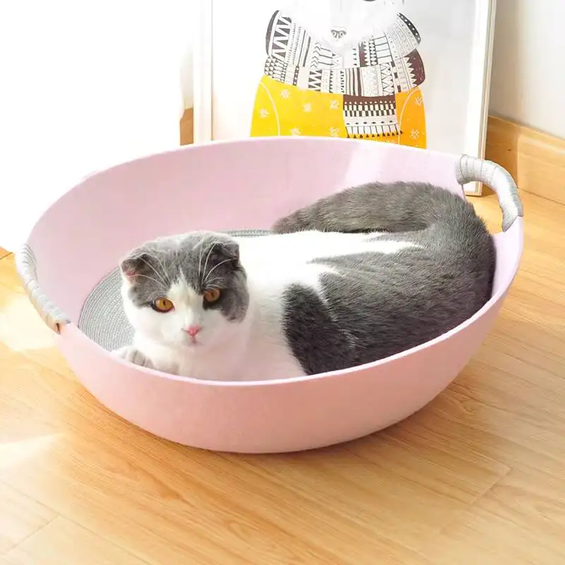 

Summer Cool Weave Cat House Donut Round Kitten Puppy Bed Rattan Weaving Basket For Cat Comfortable Sleeping Pet Dog Bed