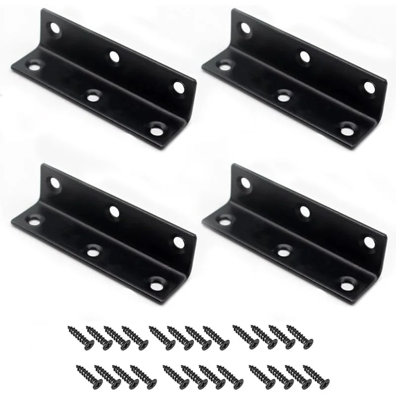 

4Pcs Stainless Steel L-Shaped Brackets, 100x25X25mm, 90 Degree Corner Brace, Sleeper Bracket Indoor/Wooden Furniture