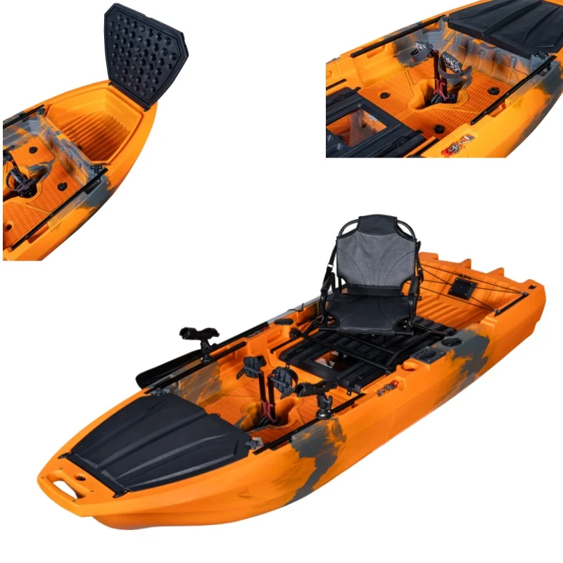 2025 New Trend  2pcs Motorized Kayak Modular  Kayak  Detachable Fin Kayak With Large  Fish Storage and Wheels for Sea Fishin