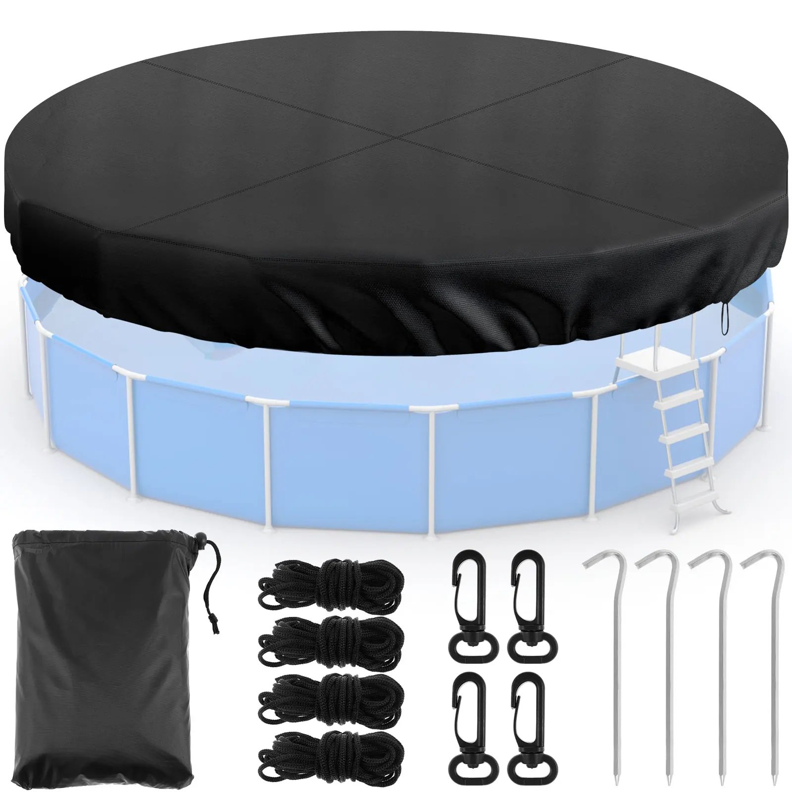 Cubierta redonda para piscina con diseño de cordón, tela Oxford 210D resistente, impermeable, a prueba de polvo, Protector de cubierta para piscina enterrada al aire libre