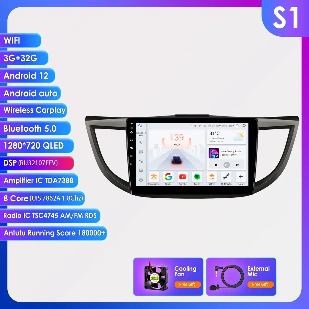 Intelligente Android autoradio voor Honda CRV 2012-2016 CR-V multimediasysteem video audio autoradio GPS speler Carplay 4G-LTE