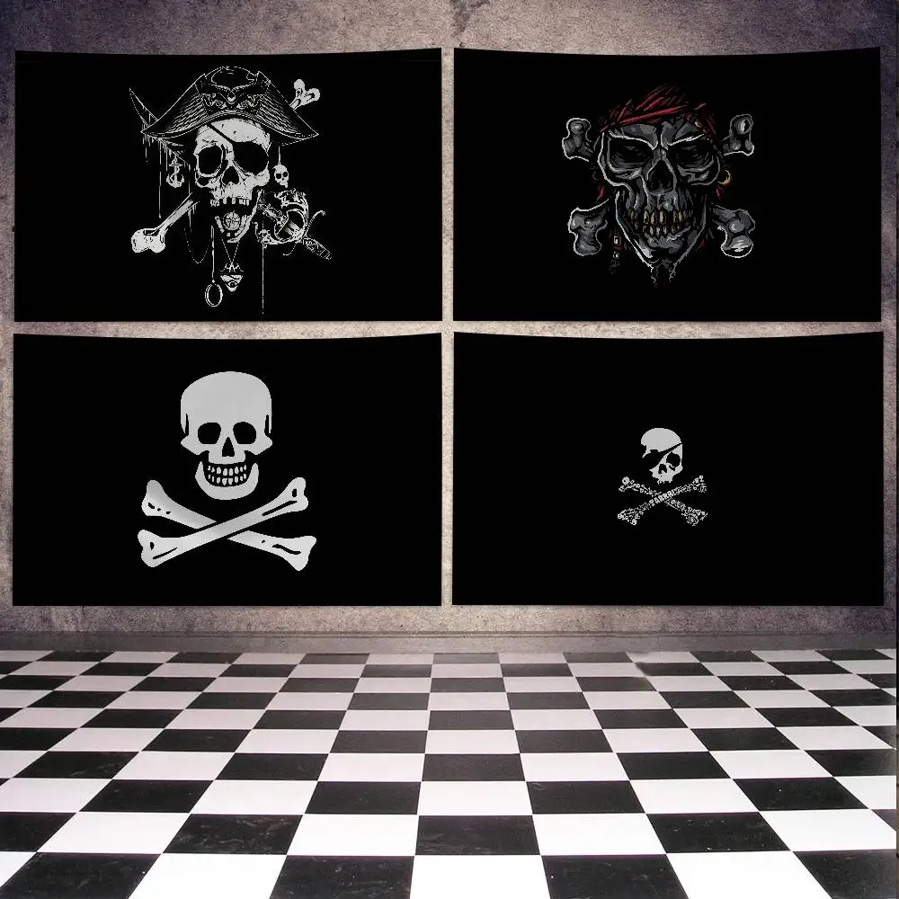 Totenkopf-Piraten-Flagge, Banner, Vier-Loch-Flagge, Polyester, Outdoor-Dekoration, Raumästhetik