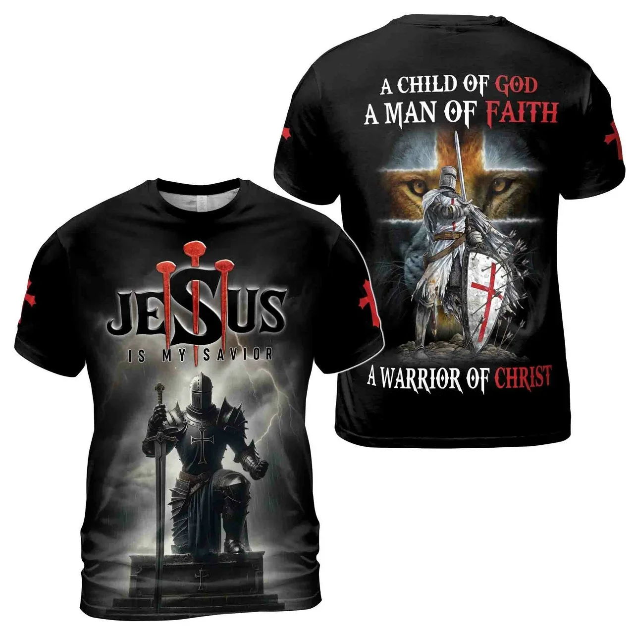 Vintage Medieval Templars Graphic T-shirt Classic Cool Design Short Sleeved Retro Tees Casual O-neck Loose Simple T Shirts